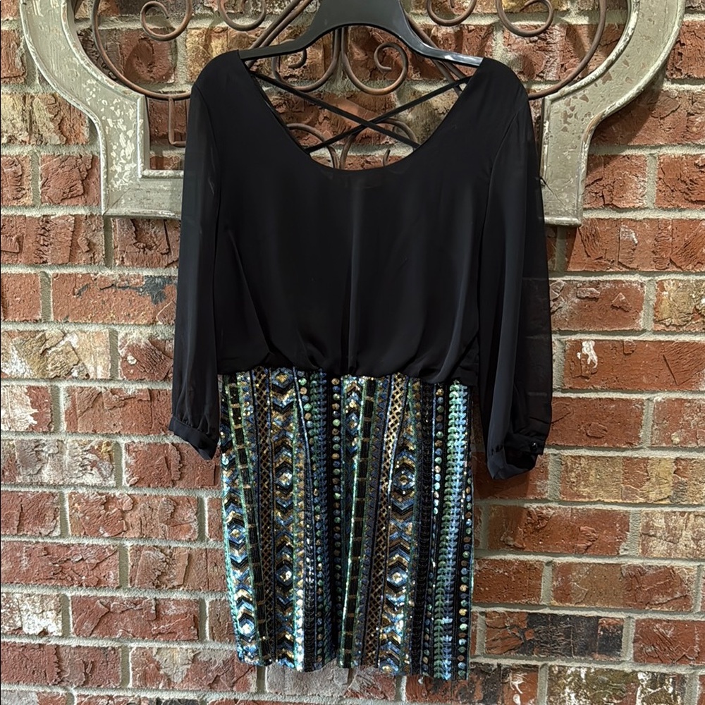 Elegant Black and Multicolor Mini Dress
